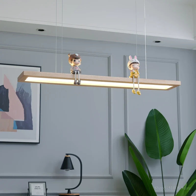 suspension led modernes créatives minimaliste en bois
