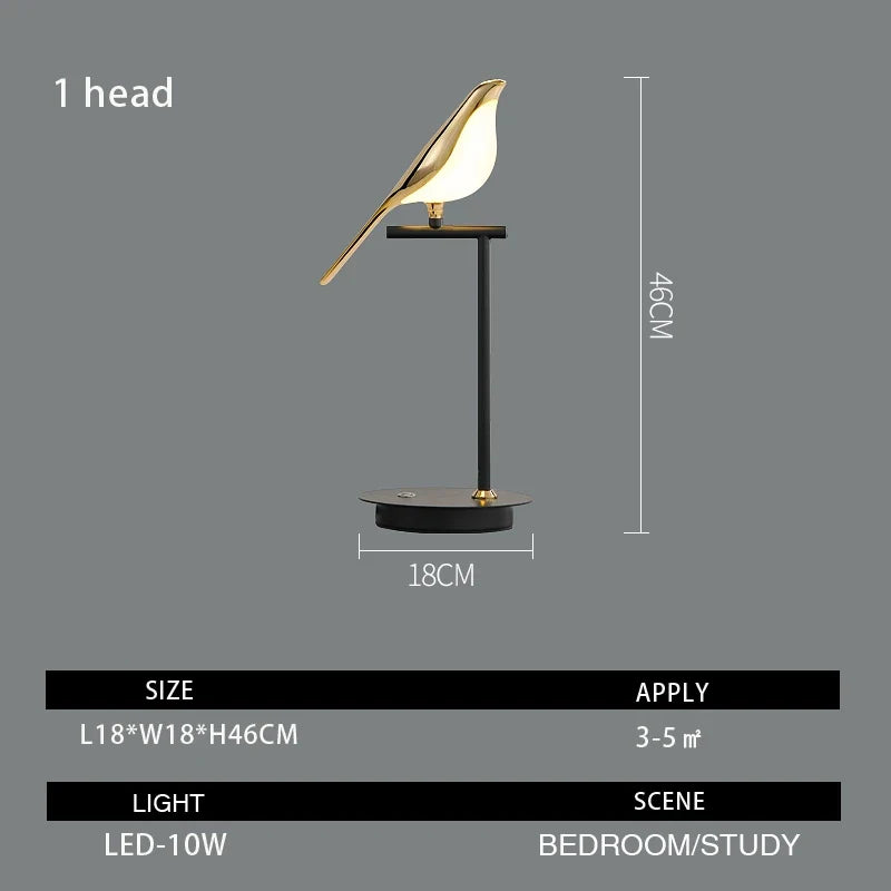 Nomi Lampadaire LED lampe oiseau postmoderne galvanoplastie doré jardin lecture chambre étude salon lampadaire de luxe