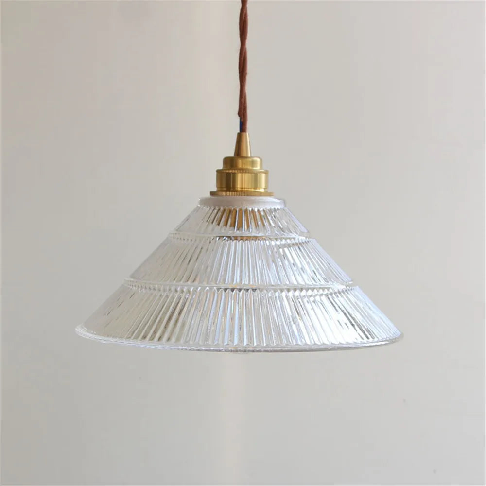 suspension luminaire led en verre et laiton style loft moderne
