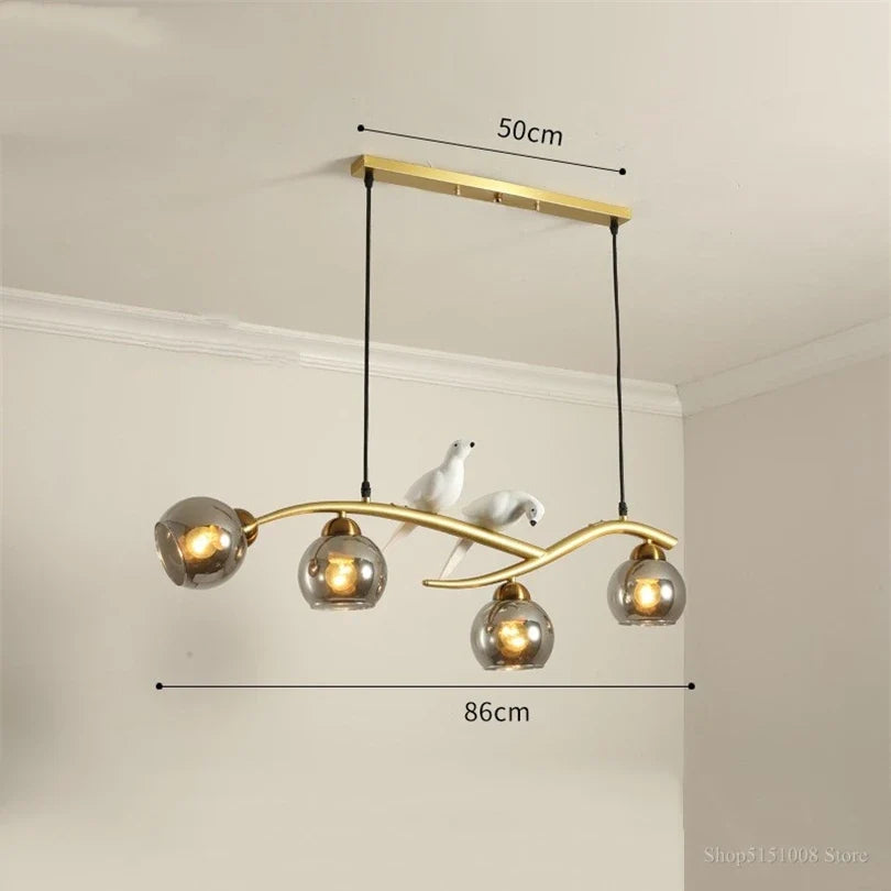 lampe d'oiseau nordique lustre moderne abat-jour en verre led