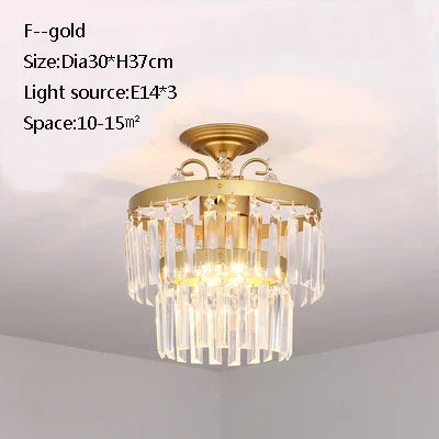 plafonnier led en cristal doré pour décoration moderne