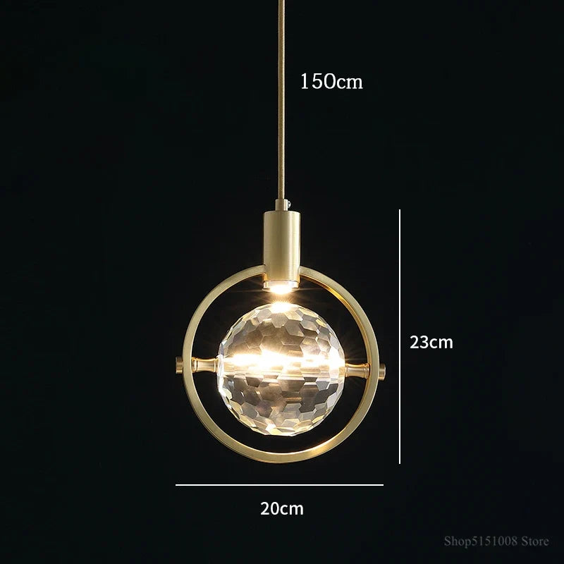suspension LED en cristal design nordique luxueux