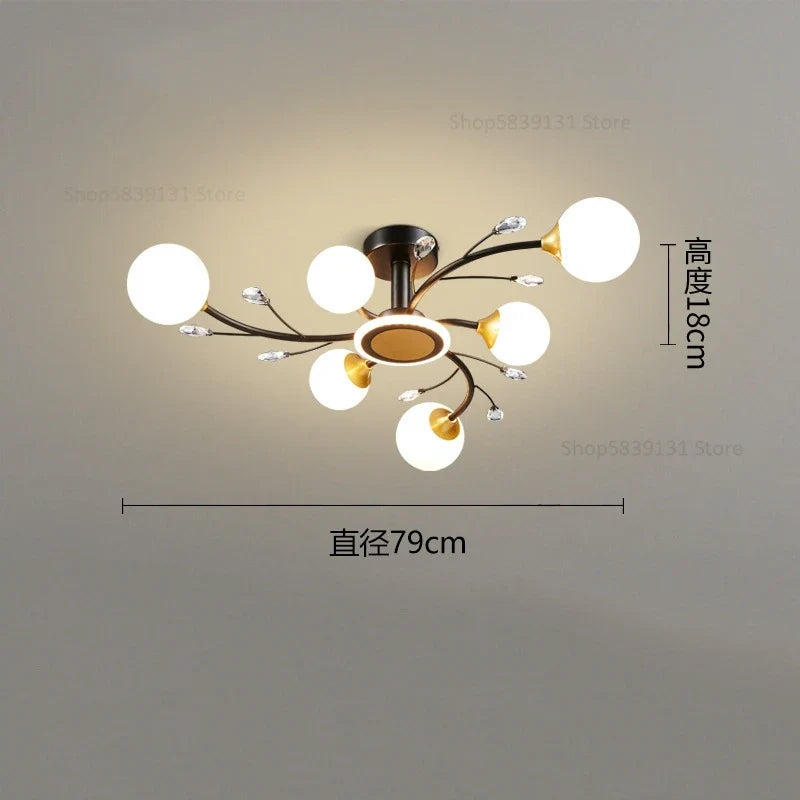 plafonnier moderne en verre de cristal vintage avec éclairage led