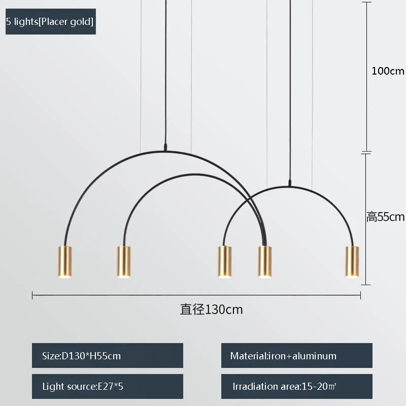 suspension moderne à trois têtes design créatif et élégant