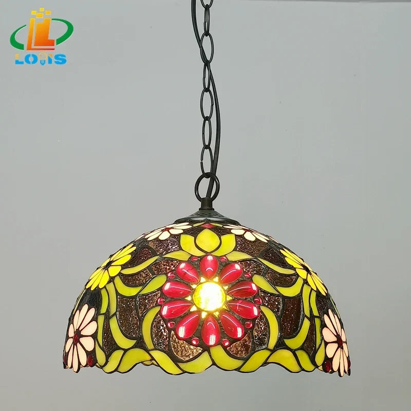 lustre en verre style européen à fleurs pour décoration intérieure