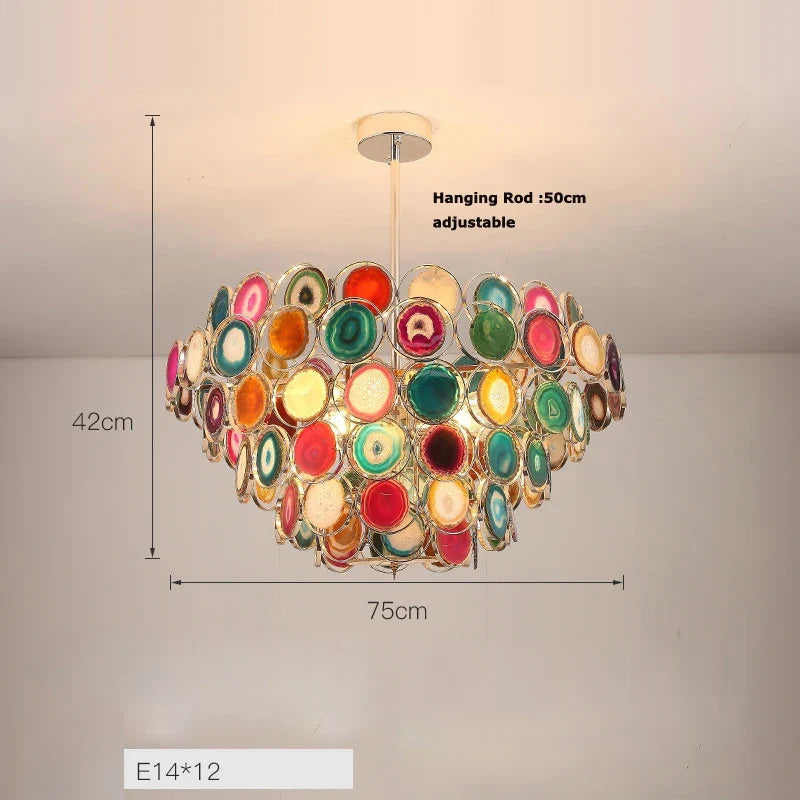 lustre design moderne en agate colorée pour intérieur