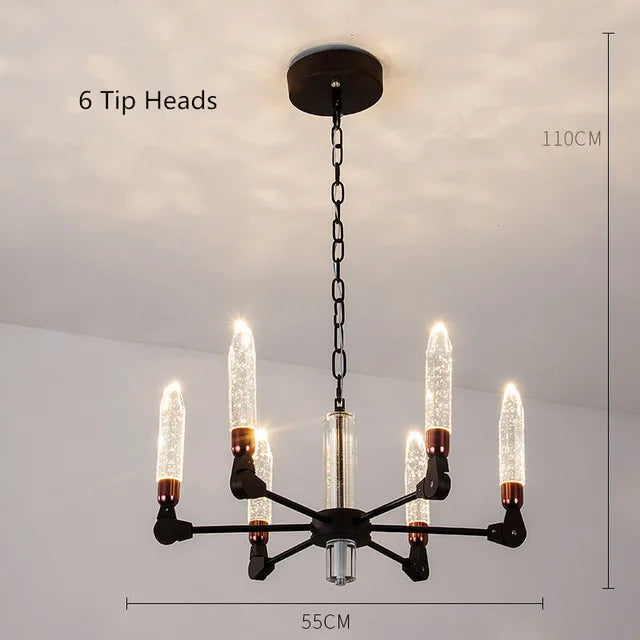 lustre nordique créatif en fer et cristal moderne