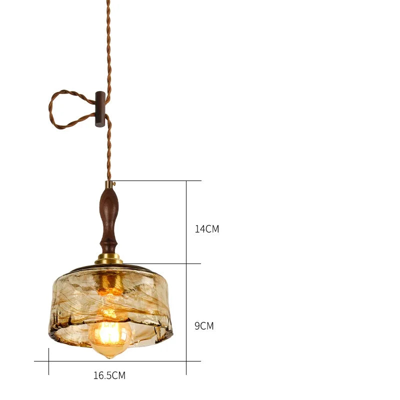 suspension led style japonais en bois cuivre réglable vintage