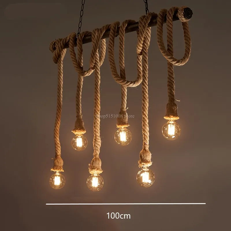 lumière suspendue style industriel rétro avec corde de chanvre