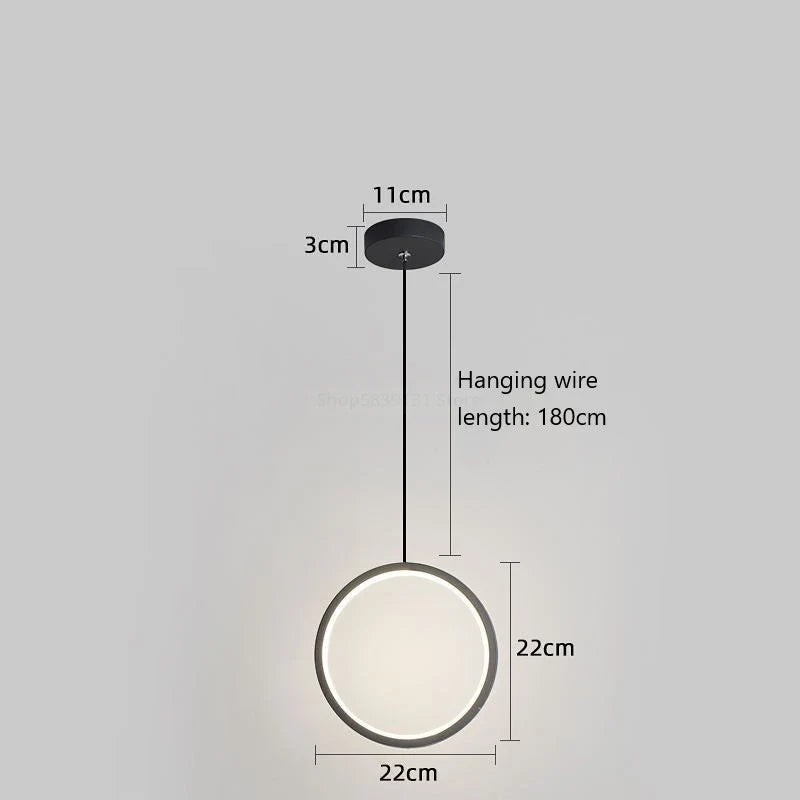 suspension led moderne en forme d'anneau pour décoration maison