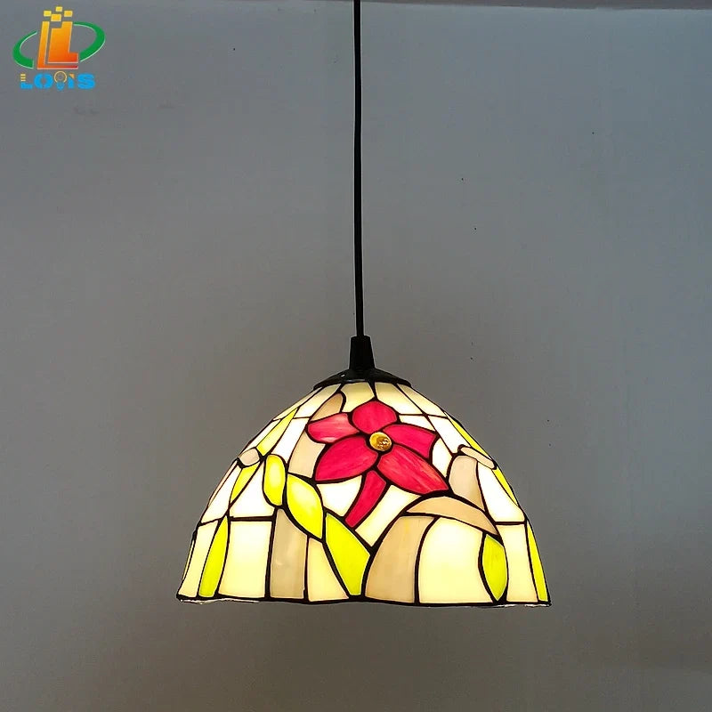 lustre en vitrail style tiffany pour éclairage décoratif antique
