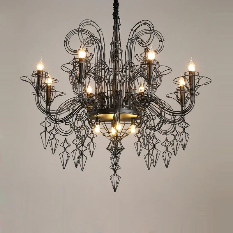 lustre design baroque noir et blanc pour éclairage intérieur