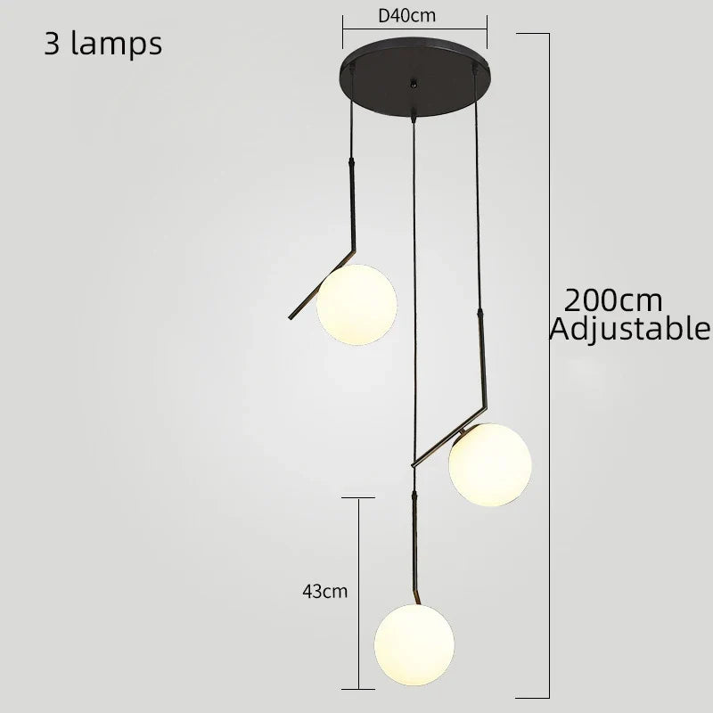 lustre moderne nordique en verre pour décoration intérieure