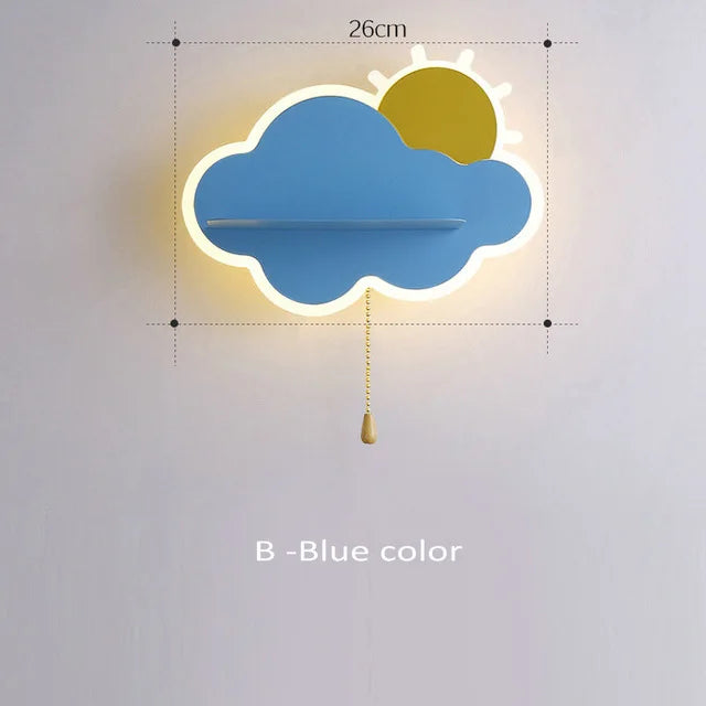 applique murale led enfants métal tirette rose-bleu-blanc
