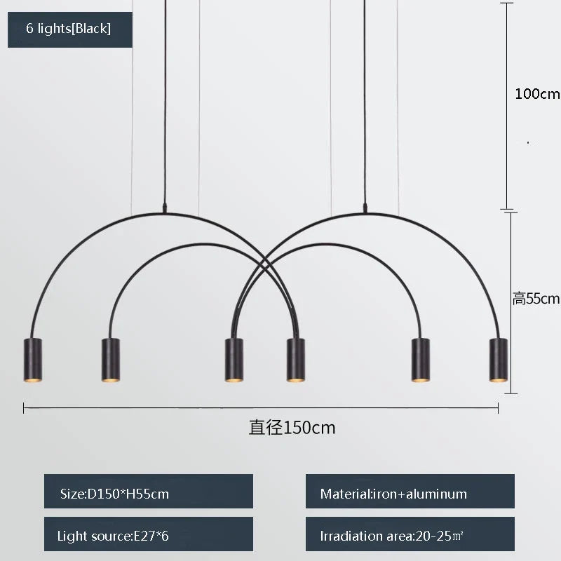 suspension moderne à trois têtes design créatif et élégant