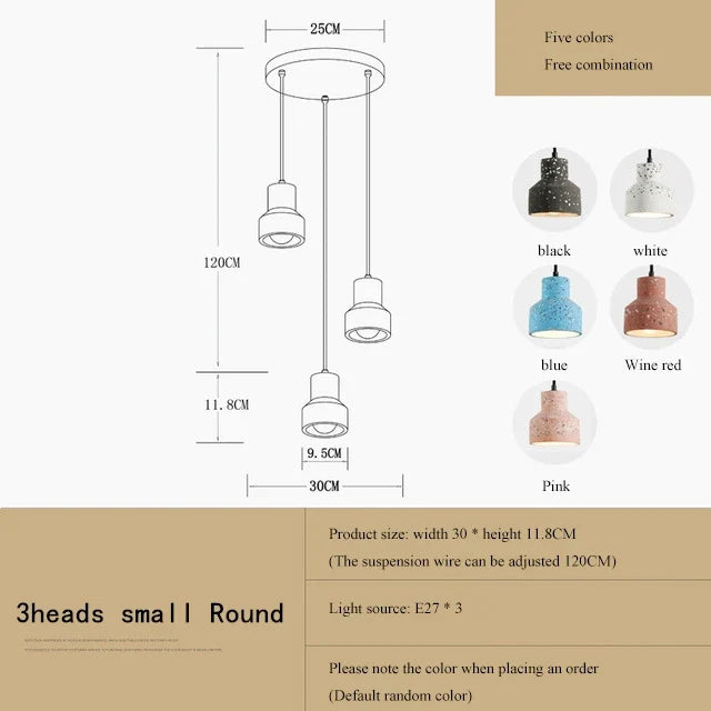 suspension moderne en terrazzo design nordique plusieurs couleurs led