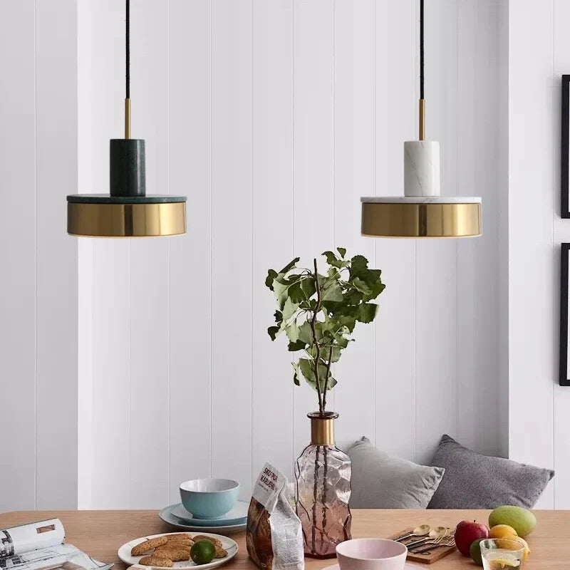 suspension en marbre à tête unique lampe à trois tons pour intérieur