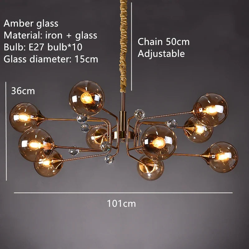 suspension nordique en verre transparent pour intérieur réglable