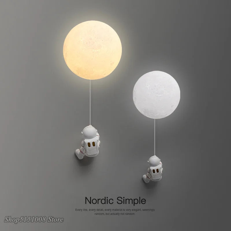 applique murale astronaute enfants 3d lune décoratif chevet