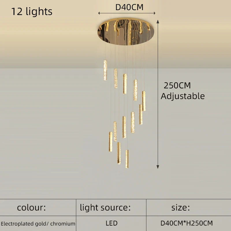 lustre en cristal led doré pour éclairage intérieur élégant et raffiné