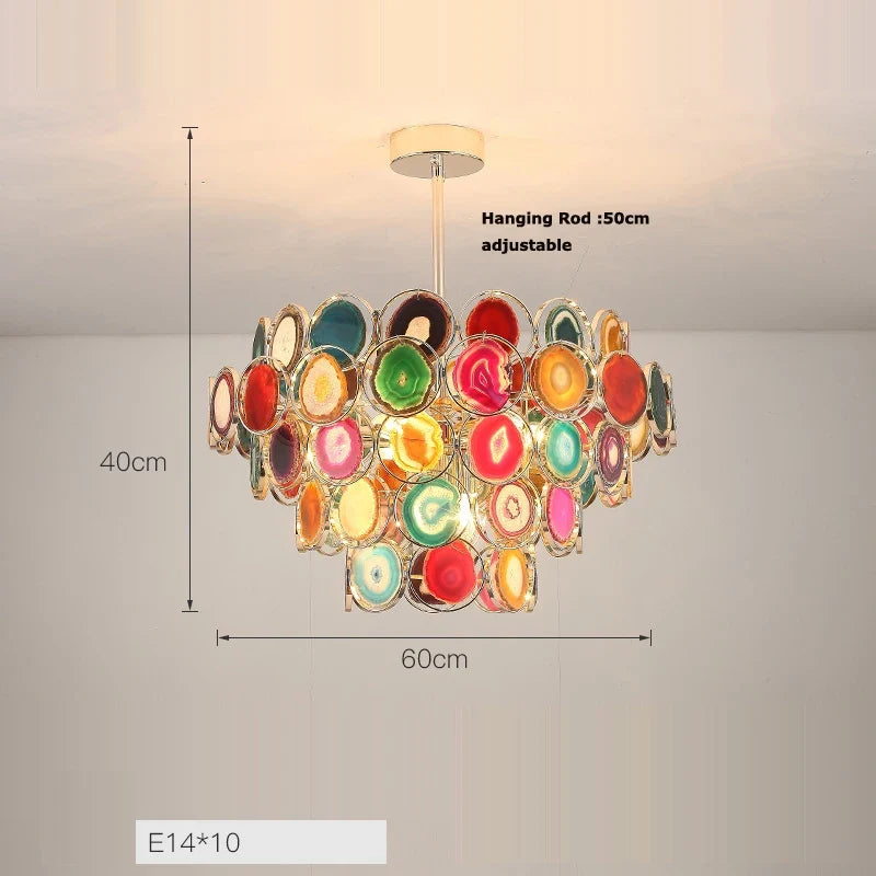 lustre design moderne en agate colorée pour intérieur