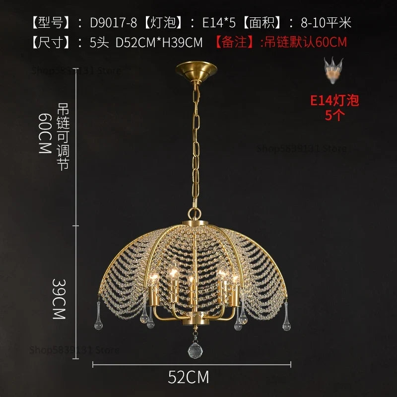 lustre en cristal et cuivre style nordique pour toute la maison
