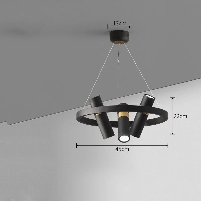 Lustre LED rotative en fer forgé au design moderne