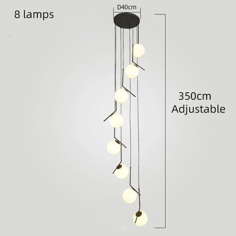 lustre moderne nordique en verre pour décoration intérieure