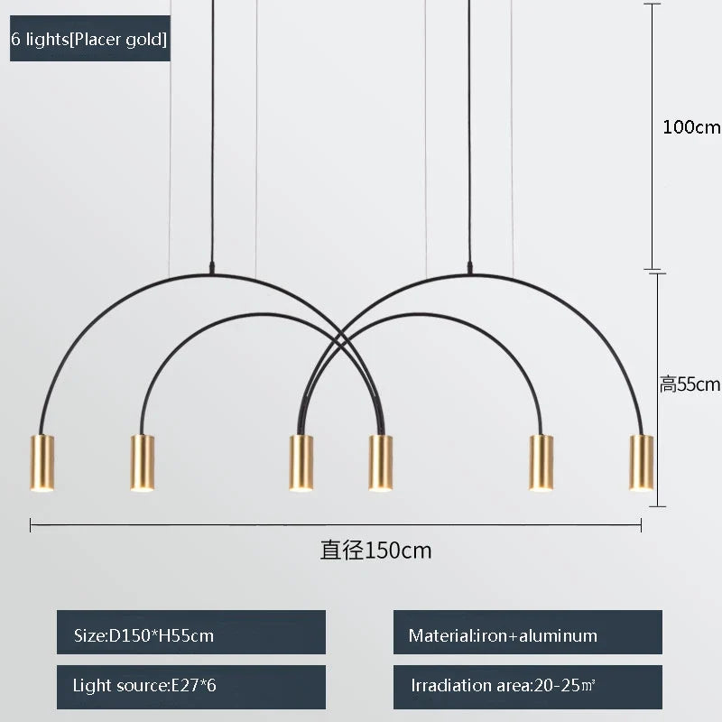 suspension moderne à trois têtes design créatif et élégant