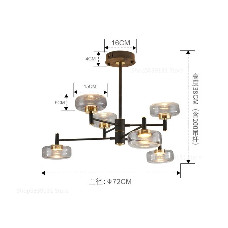 lustre post-moderne de luxe en verre nordique éclairage led