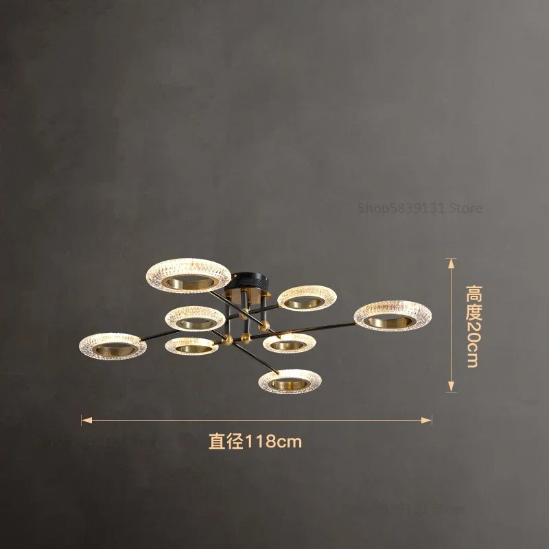 plafonnier led en cuivre avec abat-jour pmma haute transmission