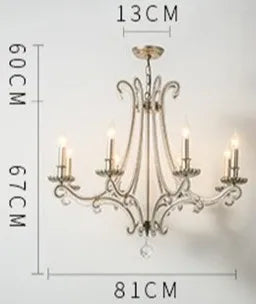 lustre en métal coulé rétro pour éclairage intérieur en fer forgé