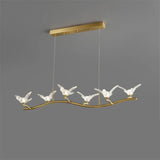 lustre moderne de luxe en cristal avec lampe d'oiseau led