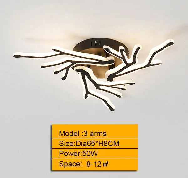 lustre moderne à bras multiples avec télécommande en aluminium acrylique