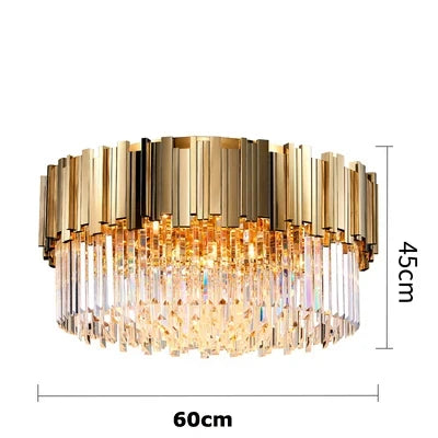 plafonnier moderne en cristal ovale à plusieurs couches