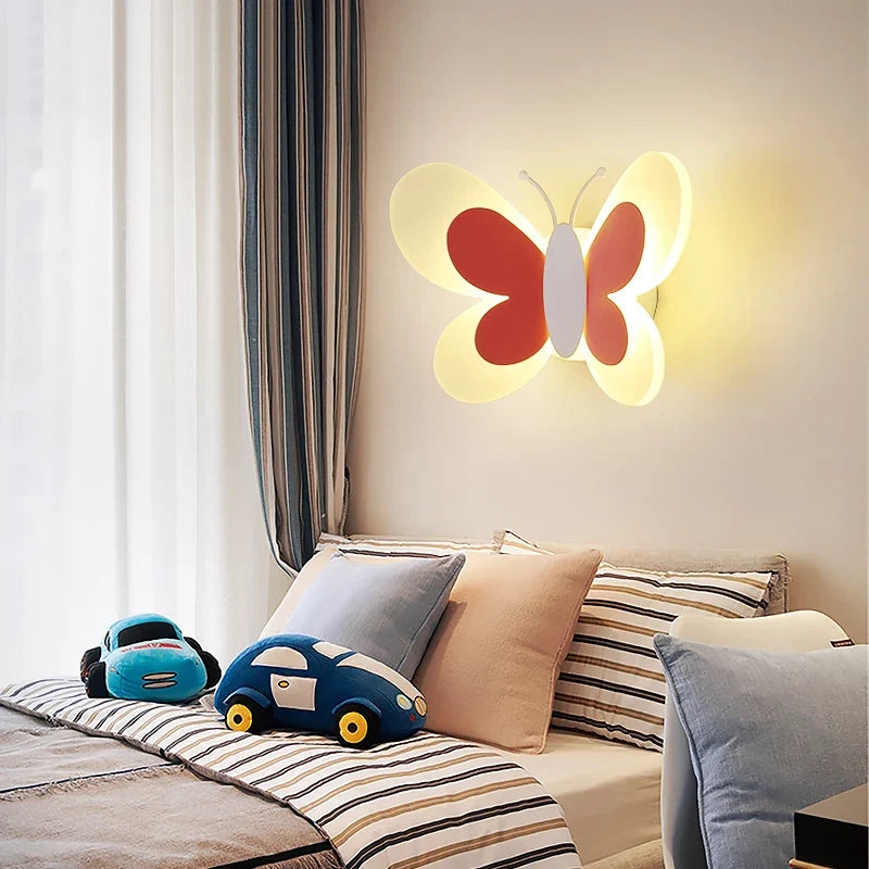 applique murale créative papillon dessin animé lumière led enfants
