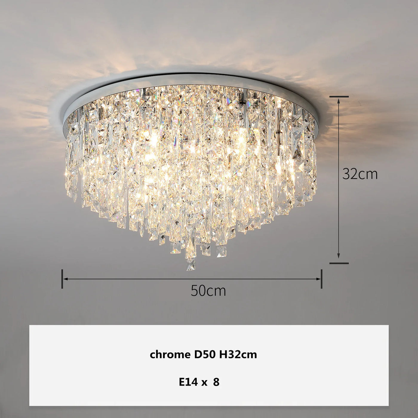 plafonnier led moderne en acier chromé avec cristaux k9 art déco