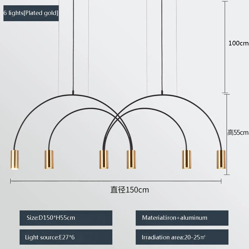 suspension moderne à trois têtes design créatif et élégant