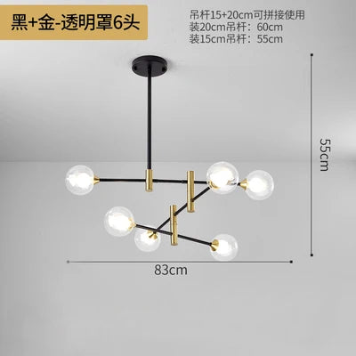 lustre en verre nordique moderne en forme géométrique