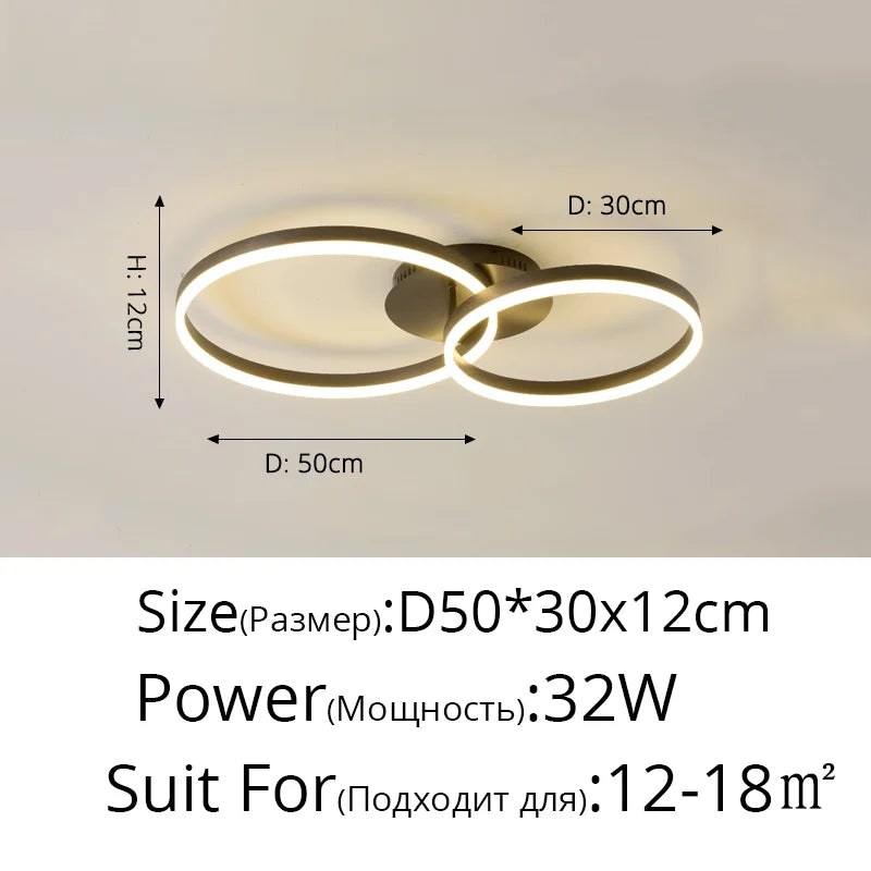 1/2/3 Rings LED Ceiling Lights For Bedroom Dining Room Living Room Kitchen Studyroom Villa Foyer Office Indoor Simple Home Lamps