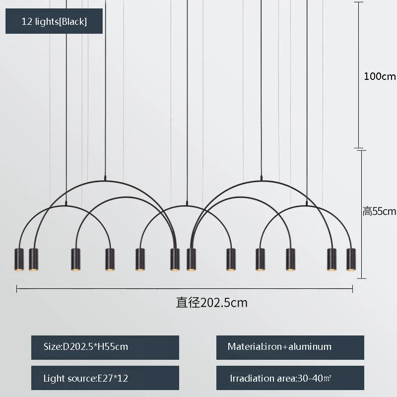 suspension moderne à trois têtes design créatif et élégant