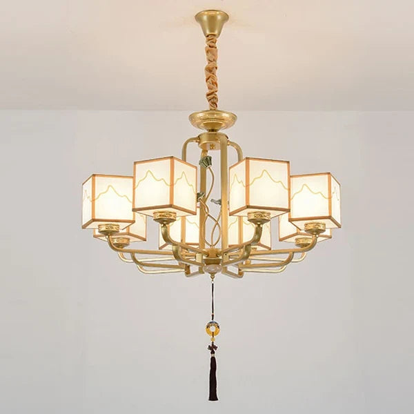 lustre chinois classique doré design pour intérieur élégant