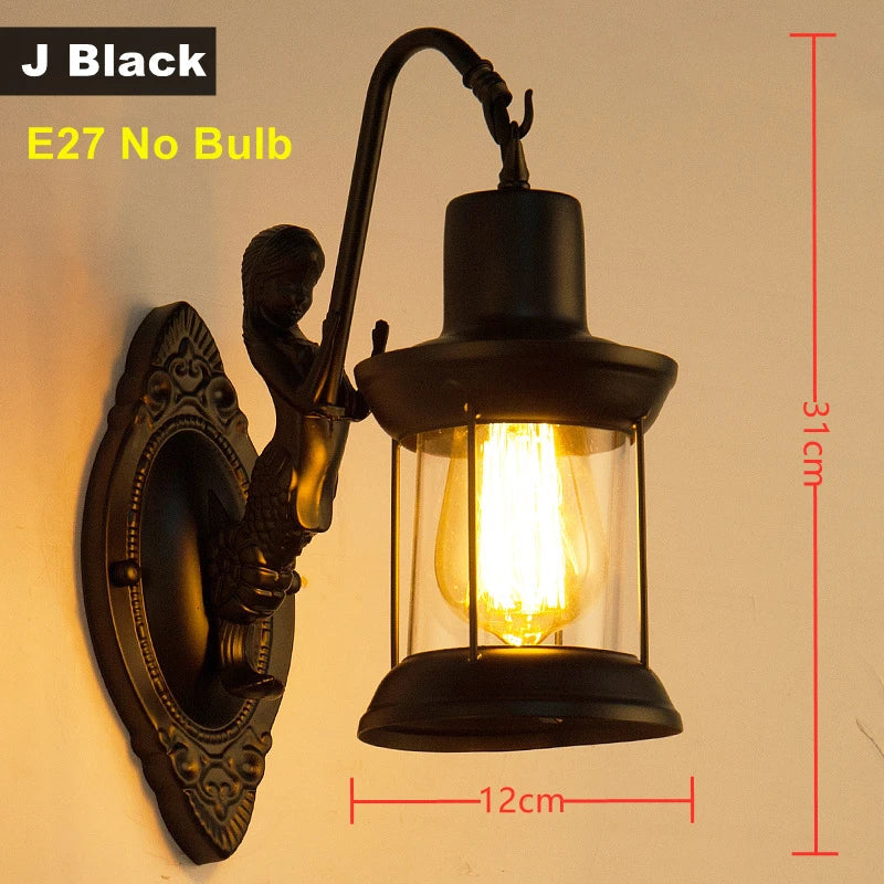 applique murale led rustique en fer vintage pour intérieur et extérieur