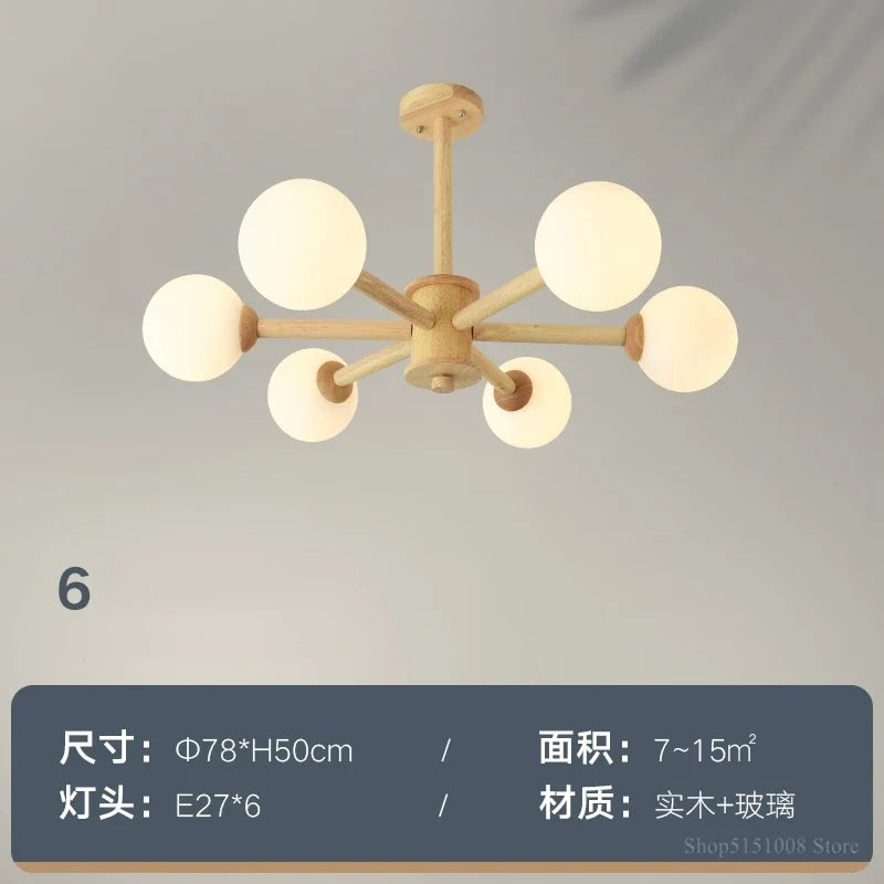 lustre nordique led en bois massif moderne rond