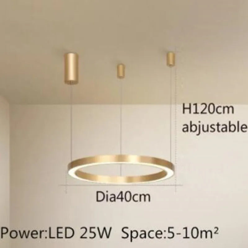 plafonnier led moderne avec anneau doré brossé