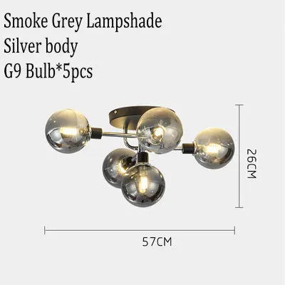 lustre moderne gris fumée verre maison intérieur