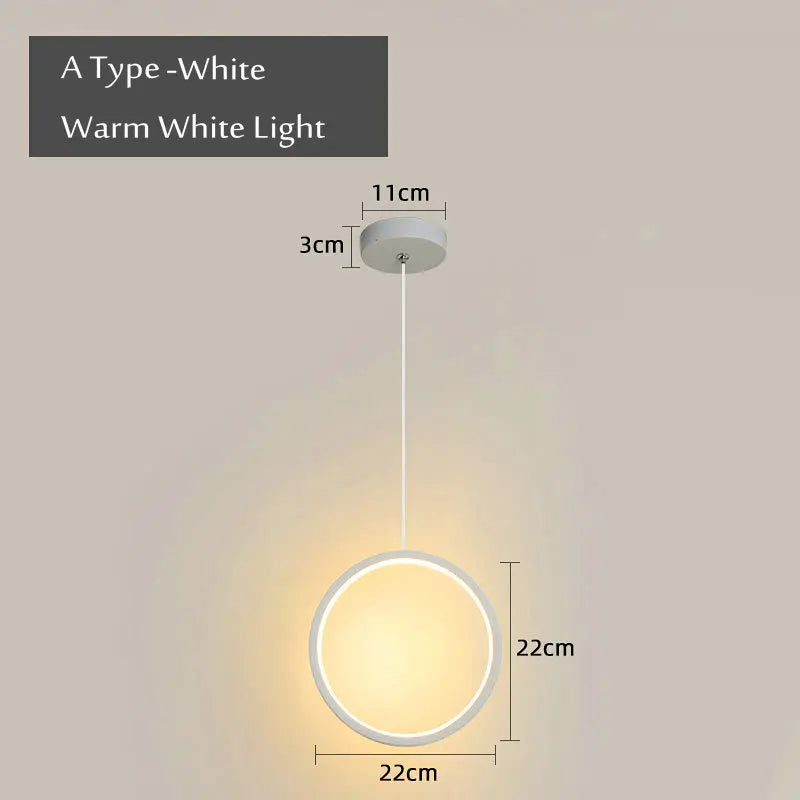 suspension ronde moderne pour éclairage latéral led