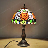 lampe à poser en verre style tiffany avec fleurs décoratives