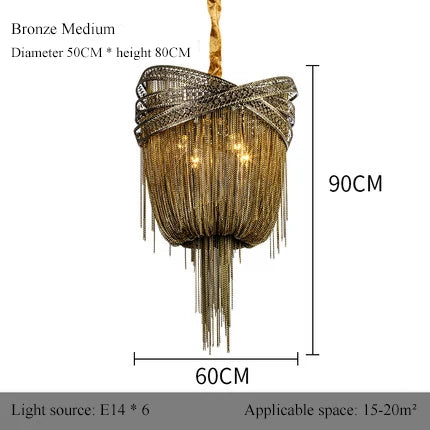 lustre à pampilles en aluminium design industriel à led