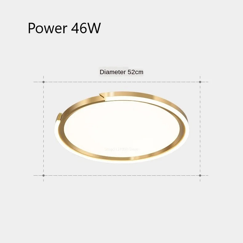 plafonnier led moderne en cuivre doré pour intérieur